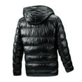 thumbnail image 4 of Herrnalise Men's Fashion Flight Suit Jacket Reversible Hooded Collar Jacket In Winter Warm Coat Black, 4 of 9