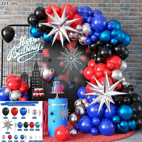 Red Blue Black Balloon Arch Kit, Spiderman Balloon Arch Kit, Red Blue And Black Balloons Spiderman Theme Party Decorations, Spiderman Balloon Arch For