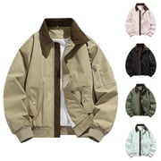 ZCFZJW Mens Bomber Jacket Lightweight Windbreaker Cargo Jackets Casual Softshell Flight Jacket Fashion Winter Fall Windproof Outwear Coat with Pocket Army Green M