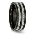 thumbnail image 5 of Auriga Fine Jewelry Stainless Steel 8 mm Black IP-plated with Grey Carbon Fiber Inlay Band for Women Size 10.5, 5 of 6