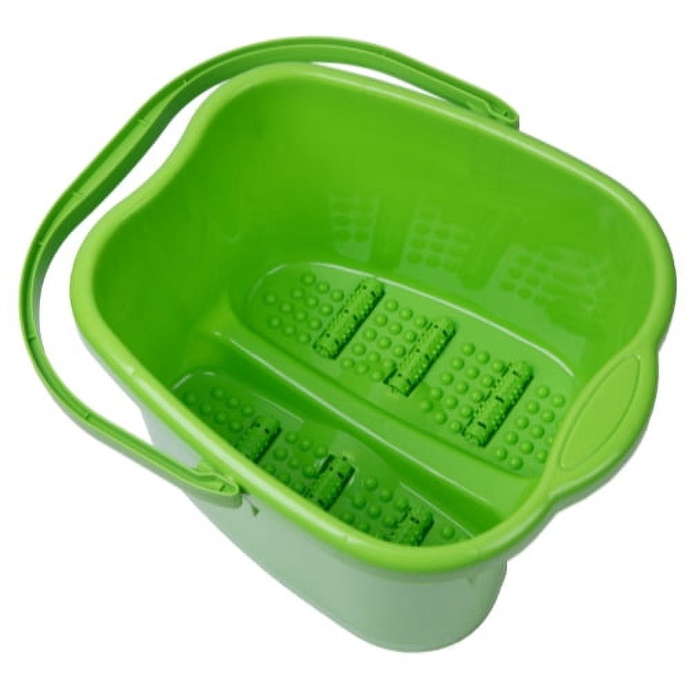 Small Green Foot Massage Spa Bath Bucket for Foot Soaking, Relaxing Massage, Pedicure Care, and Home Spa Use