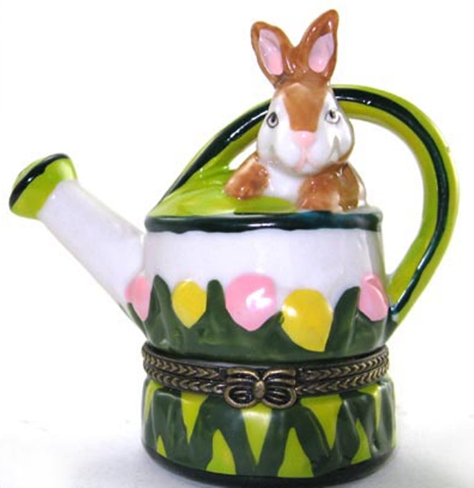 Bunny Garden Watering Can Hinged Trinket Box phb by Art Gifts