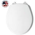 thumbnail image 2 of Mayfair Benton® Round Enameled Wood Toilet Seat in White Never Loosens and Soft Close Chrome Hinge, 2 of 11