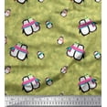 thumbnail image 1 of Soimoi Crepe Silk Fabric Snowman & Penguin Kids Print Fabric by the Yard 42 Inch Wide, 1 of 1
