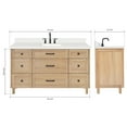 thumbnail image 5 of ARIEL Monroe 61 Inch Single Rectangle Sink Bathroom Vanity With Pure White Quartz Countertop 1.5 Inch Edge In Oak, 5 of 8