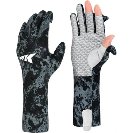 KastKing La Sal Pro Full Finger Fishing Gloves UPF 50+ Sun Protection Gloves with Convertible Design Ultralight Microfiber Ultra-Soft Comfort FrostWeave Cooling Enhanced Grip Four Sizes Options