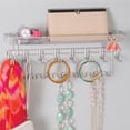 thumbnail image 2 of mDesign Steel Wall Mount Closet Jewelry Storage Organizer Rack Holder with 8 Hooks and Basket for Bedroom - Holds Necklaces, Bracelets, Watches, Sunglasses, Purses - Concerto Collection, Satin, 2 of 8