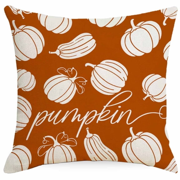 Fall Pumpkin Maple Leaf Throw Pillow Covers 18x18 Inch for Thanksgiving Indoor Outdoor Decor