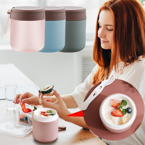 Fiudx Taza Térmica para Sopa, Frasco Sellado Al Vacío, Olla Personalizada, Diseño a Prueba de Fugas, Boca Ancha con Cuchara, Portátil para Oficina, Escuela y Exteriores, Tamaño de 16 Oz