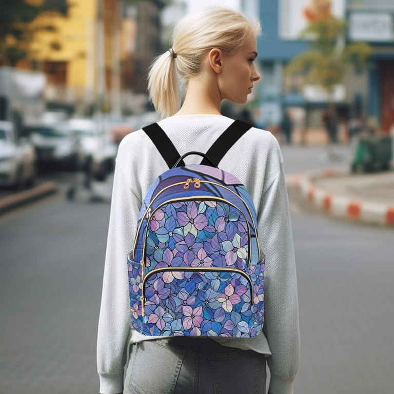Blue Floral Flowers Travel Laptop Backpack Casual Daypack Blue Floral Flowers Travel Laptop Backpack Casual Daypack