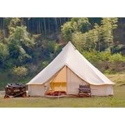 Outdoor Waterproof 4-Season Cotton Canvas Yurt Tent 5M/16.4ft Bell Tent With Stove Hole (Side Wall), For Family Glamping