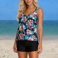 thumbnail image 5 of YTCAMLO Two Piece Tankini Swimsuit for Women Fashion Ruched Scoop Neck Tank Tops with High Waisted Boy Shorts Summer Bathing Suits, Light Blue XXL, 5 of 5