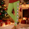 thumbnail image 2 of Fiaer Christmas Black Leggings Women Plus Size Trendy Xmas Yoga Pants Snowman Graphic High Waisted Stretch Comfy Slim Fit Holiday Workout Trousers Green XL, 2 of 5