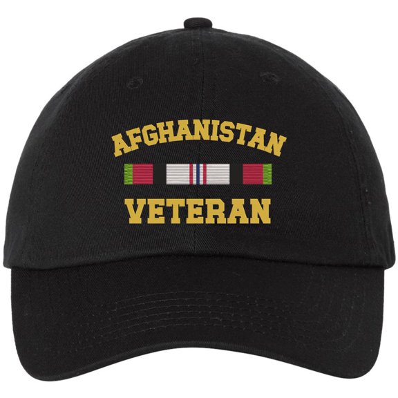 Afghanistan Veteran Embroidered Baseball Cap | USA Military Army Service Adjustable Tactical Dad Hat (Black)
