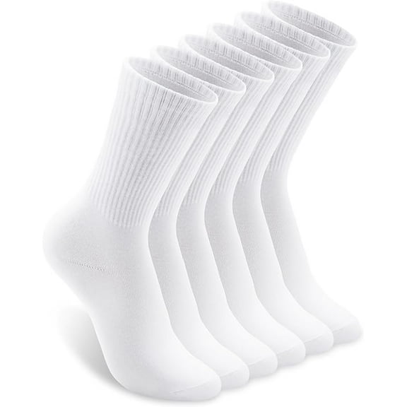 6-pack White Soft & Durable Crew Socks