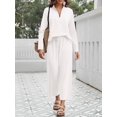 thumbnail image 5 of Women Long Sleeved 2 Piece Outfits Sweatsuit V-neck Casual Knit Tops & Pants, 5 of 6