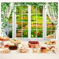 thumbnail image 4 of Spring Garden Backdrop,Flower and Grass Background Backdrop,Window Outdoor Natural Scenery Floral Tree Path Background Wedding Bridal Baby Shower Birthday Party Decorations Photo Booth Props 8X6FT, 4 of 5