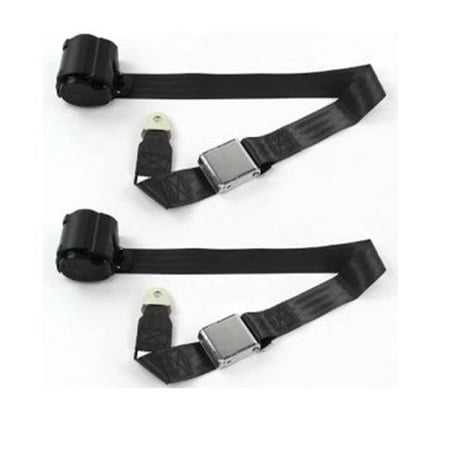 SafeTBoy  Airplane 2 Point Black Retractable Bucket Seat Belt Kit with Bracketry for Camaro 1967-1969 - 2 Belts