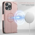 thumbnail image 3 of Allytech Wallet Case for iPhone 15 Pro Max, [Support Wireless Charging], Luxury PU Leather Kickstand Magnetic Clasp Cover with Card Slots & Cash Pocket, Shockproof Anti-Drop Protective Shell - Pink, 3 of 7