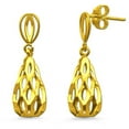 thumbnail image 2 of Handcrafted 10kt Yellow Gold Diamond-Cut Teardrop Earrings, 2 of 3