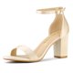 thumbnail image 1 of Sandalias Tacones Chunky De La Correa Del Tobillo Punta Abierta Satín Para Mujeres Desnudo 37, 1 of 6