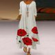 thumbnail image 1 of MELDVDIB - Vestidos largos holgados con estampado floral para mujer, tallas grandes, escote redondo, manga larga, irregulares, para uso diario, regalo en liquidación, 1 of 7