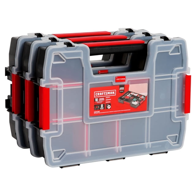 Organizador de almacenamiento CRAFTSMAN CMST60964M, paquete de 3 con 10 compartimentos