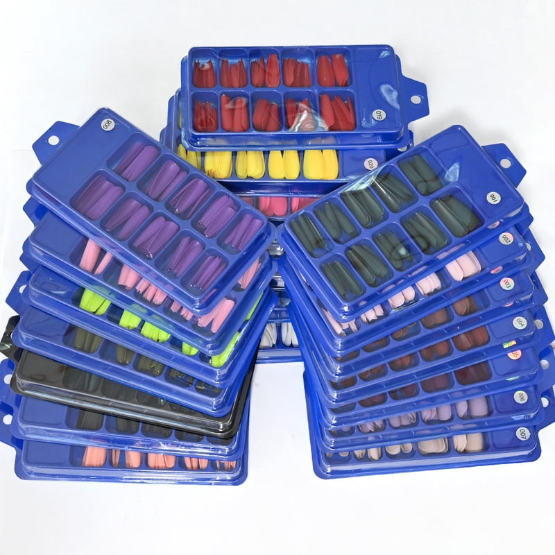 100pcs/Box Coffin False Nail Mixed Size Solid Color Matte Artificial Extension Form For Fake Nails Accessories Tips Fingernails*