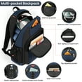 thumbnail image 4 of Travel Backpack for Men Women Water-resistant Multi-Pocket Bag Lighweight Casual Work Hiking Daypack School Bookbag, Navy, BP8017, 4 of 10