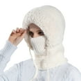 thumbnail image 4 of MAIHAN 3 in 1 Beanie Hat with Scarf and Mask Women, Women's Knitted Hat in Autumn and Winter Warm Knitted Ski Scarf and Mask Set Winter Hats for Women,White, 4 of 4