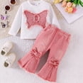 thumbnail image 2 of TOWED22 Toddler Infant Baby Girl Fall Winter Clothing Set 2 Piece Outfits Long Sleeve Crewneck Tee and Pants Soft for School(Pink,2-3 Y), 2 of 5