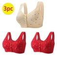 thumbnail image 2 of Bufgaceh 3PC Bras for Women Older, Daisy Bra for Seniors Button Front Closure Bralette Full Coverage Convenient No Underwire Brassiere, 2 of 5