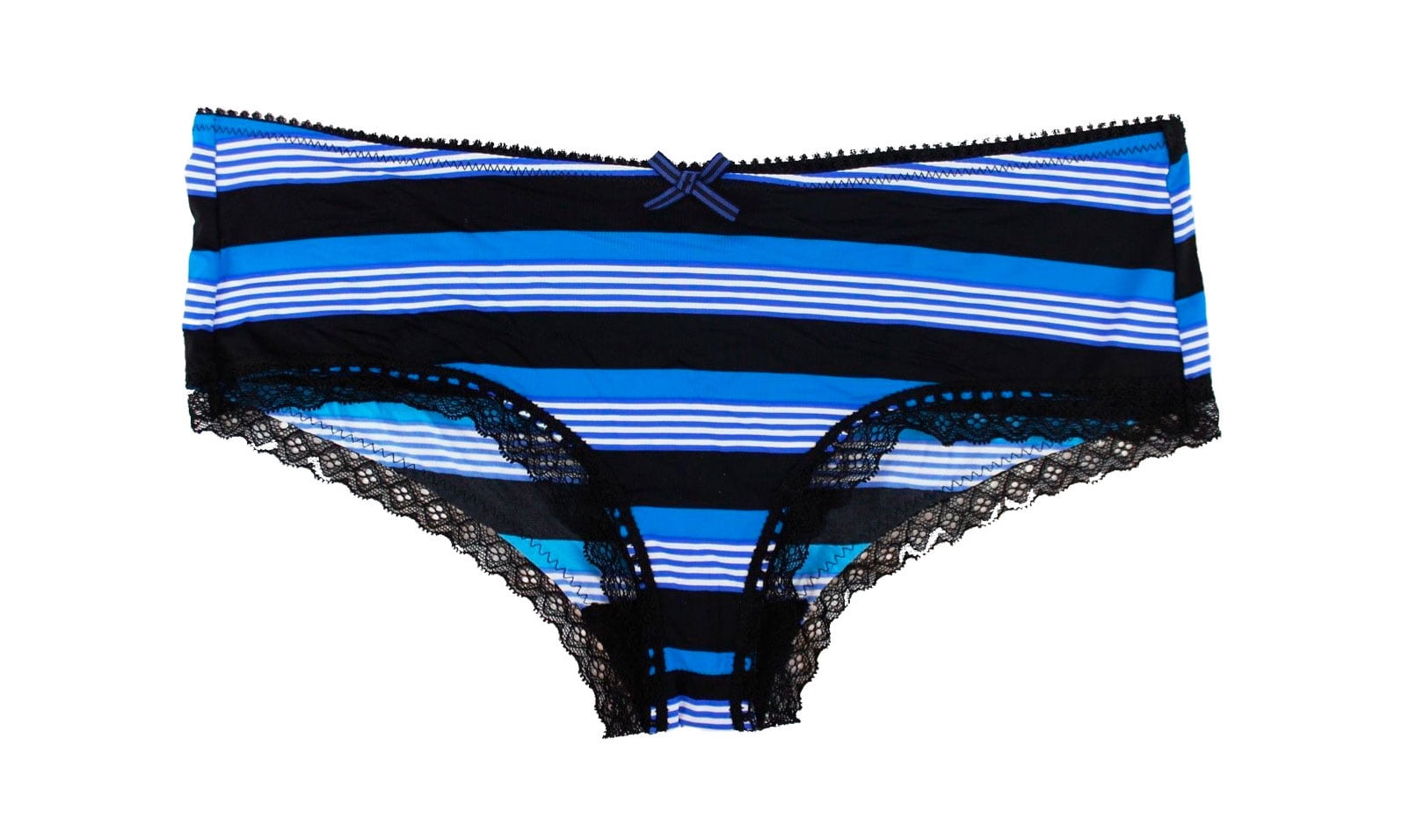 Kensie Kensie Women's Striped Lace Trim Blue Black Boyshorts Panties
