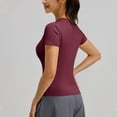 thumbnail image 3 of FRSASU Women's Workout Tops Short Sleeve Raglan Athletic Compression Yoga Gym Crewneck Quick Dry T-shirts Wine-A, 3 of 4