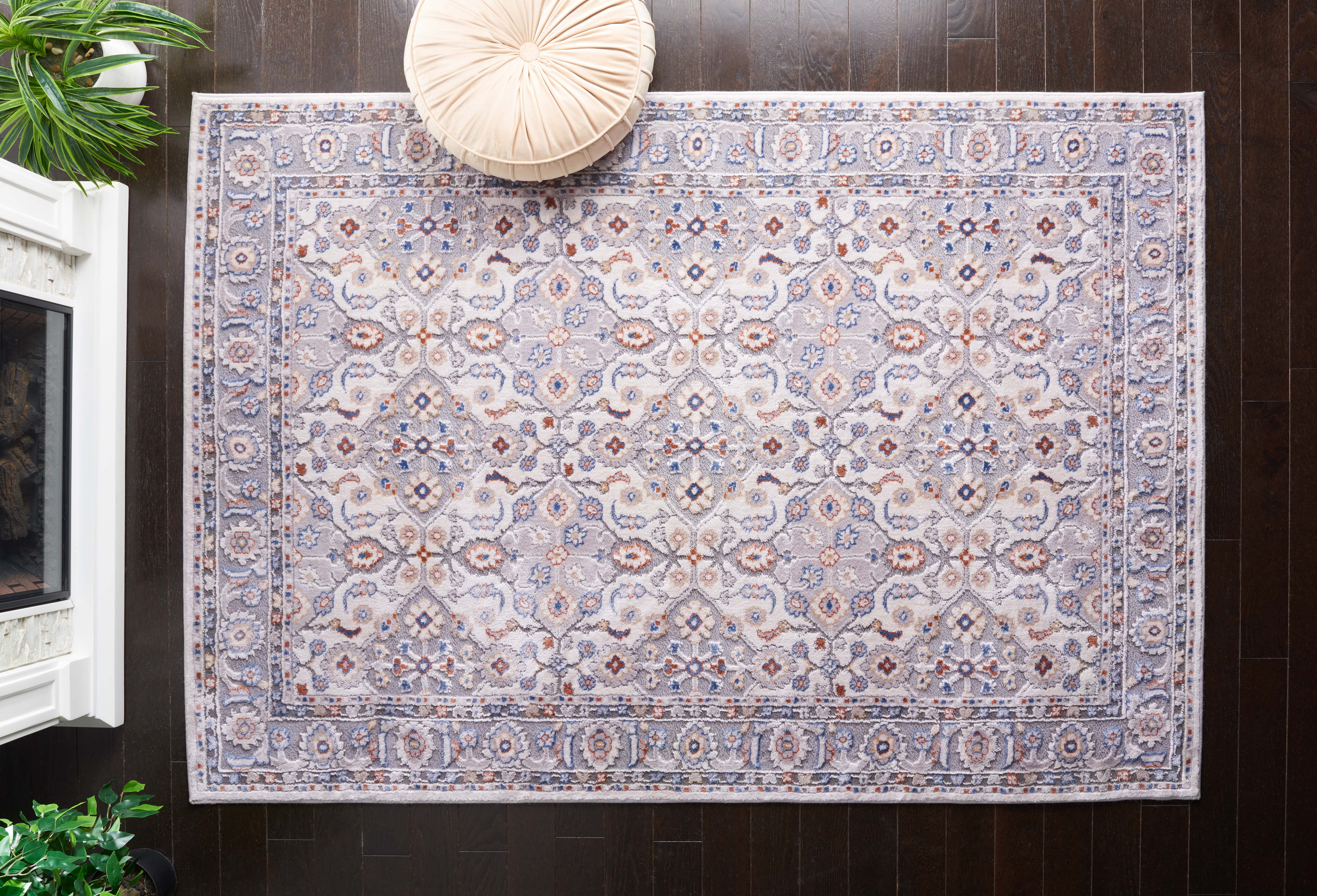 Mainstays Neutral Multi Area Rug, 5 ft x 7 ft, Grey/Blue Rust