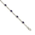 thumbnail image 1 of Real 14kt White Gold Diamond and Sapphire Chain Bracelet; 7.25 inch; Lobster Clasp; for Adults and Teens; for Women and Men, 1 of 2