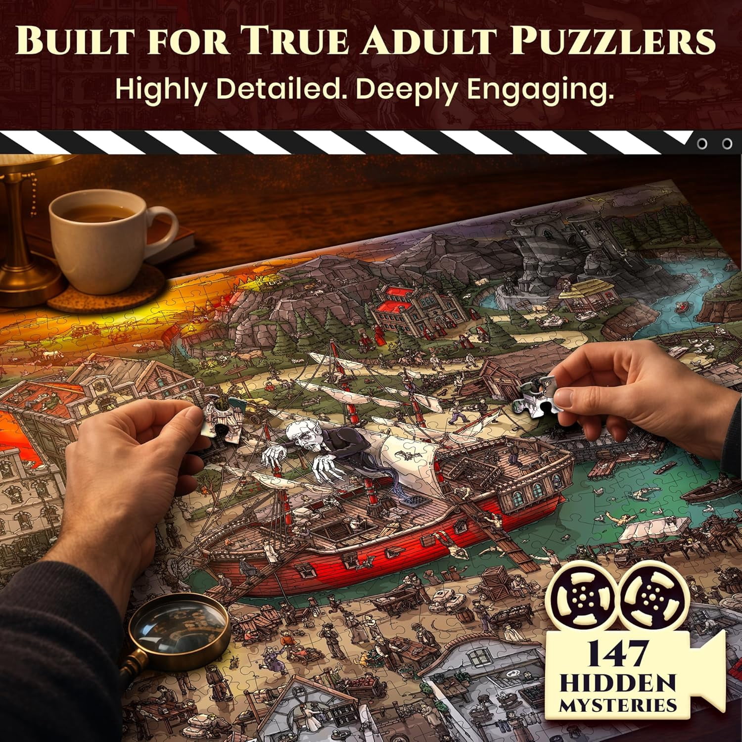 Quokka 1000 Piece Puzzle for Adults – Nosferatu 1922 Horror Movie Inspired Jigsaw – 147 Hidden Mysteries, 2 Secret Envelopes for Extended Experience