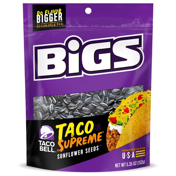 BIGS Taco Bell Taco Supreme Sunflower Seeds, Keto Friendly Snack, Low