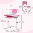 thumbnail image 3 of Qaba Kids Desk and Chair Set Height Adjustable Student Writing Desk, Pink, 3 of 10