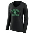 thumbnail image 2 of Women's  Black Boston Celtics Overtime V-Neck Long Sleeve T-Shirt, 2 of 3