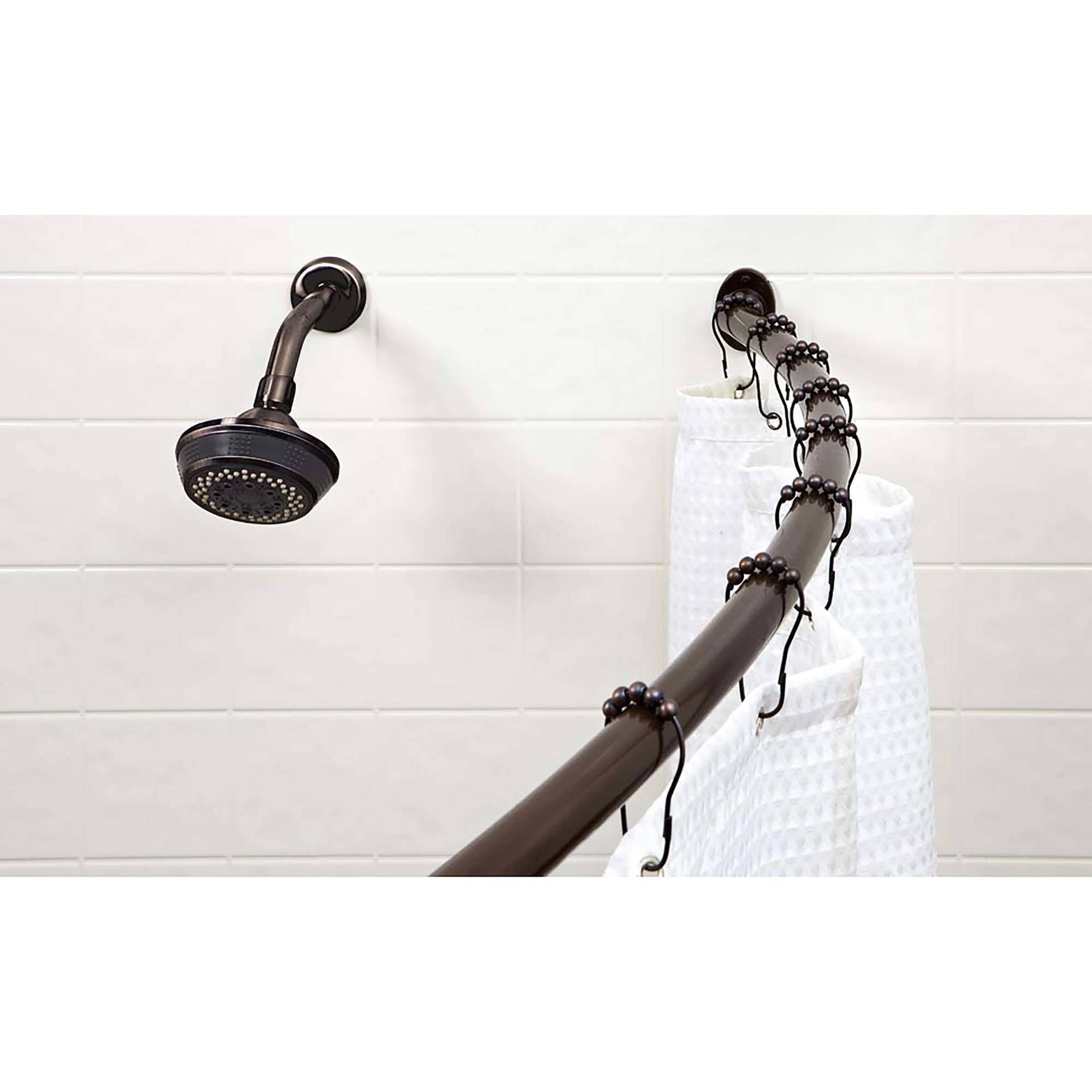 Bath Bliss Wall Mountable Curved, Wall Mounted Shower Curtain Rod Black