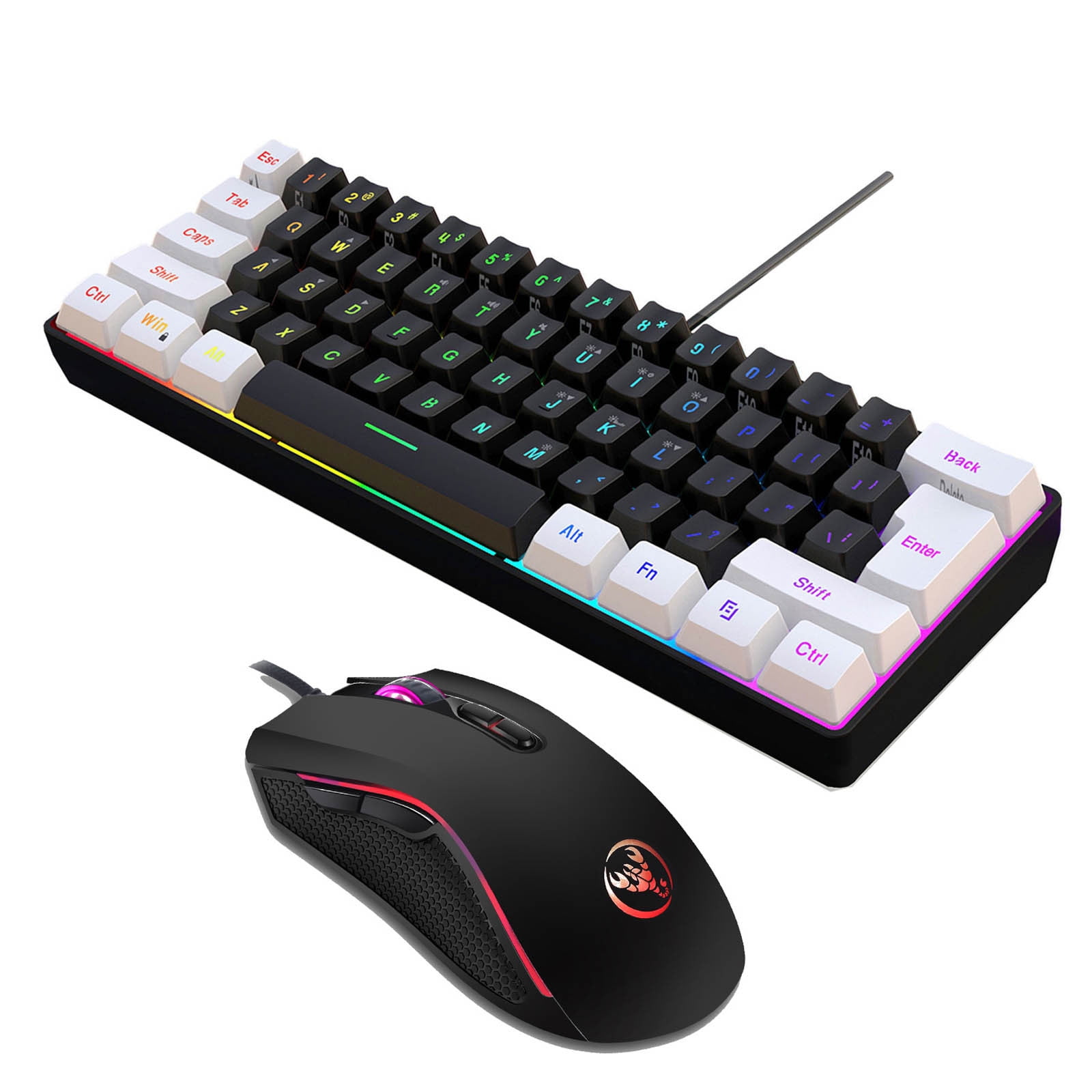Kchsji 61-Key Wired Gaming Keyboard & Mouse Set, Multi-Color Changing Backlight, 3200DPI Mouse, Ergonomic Design, High Precision, USB Wired, Perfect for Gaming, Office, Home Use