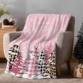 thumbnail image 2 of Merry Christmas Flannel Blanket for Bed,Travel and Camping, Pink Plaid Leopard Xmas Tree Super Soft Cozy Blanket for All Seasons 30"x40", 2 of 9