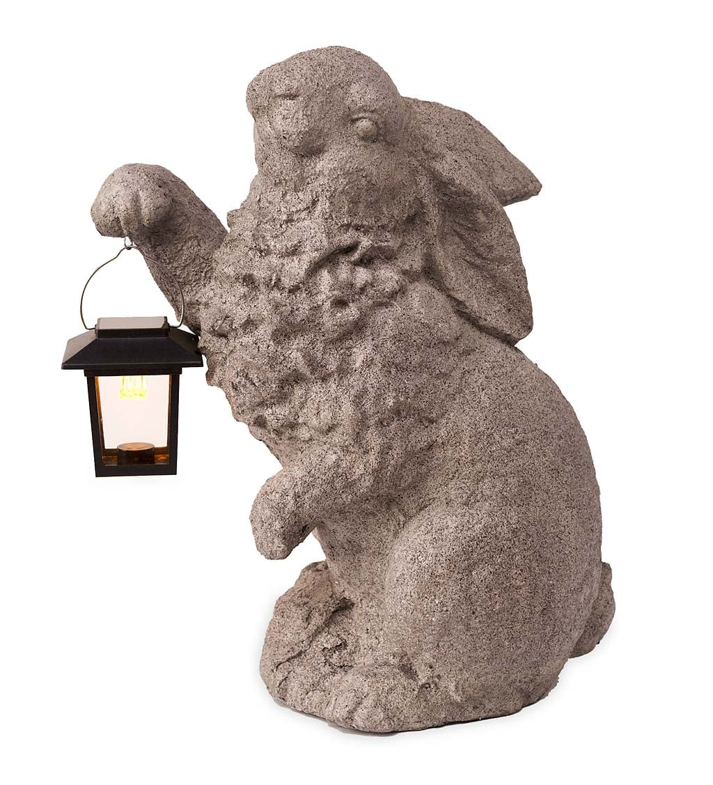 Rabbit with Solar Lantern Garden Sculpture