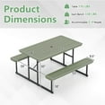thumbnail image 3 of Costway Picnic Table Bench Set for 2-4 People Outdoor Rectangular Camping Dining Table Green, 3 of 10