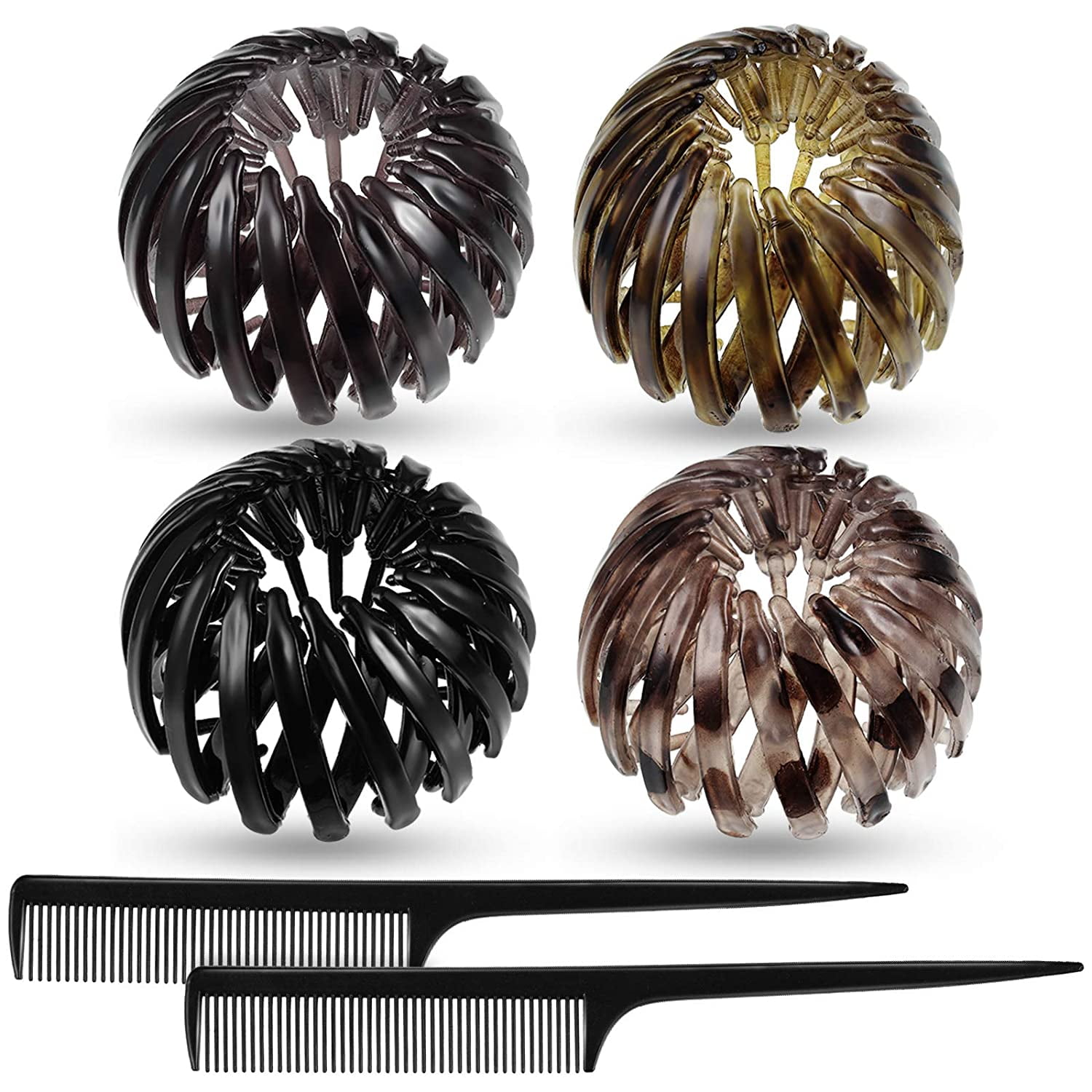 4 Pieces Bird Nest Hair Clips Expandable Ponytail Holder Ponytail