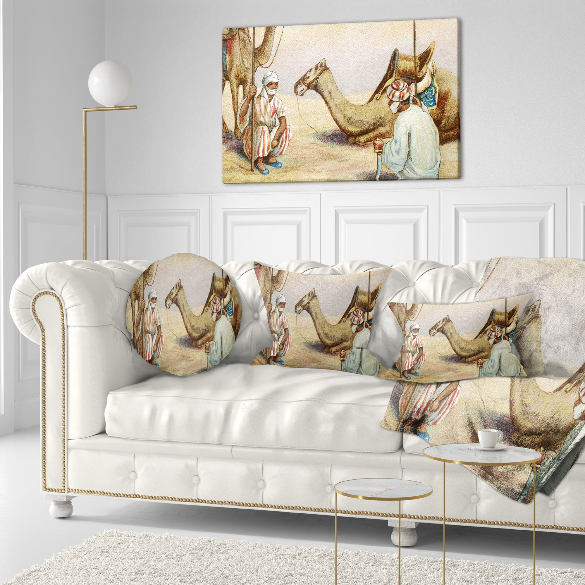 Designart Old Colonial Illustration - Contemporary Throw Pillow - 12x20