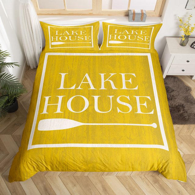 The Lake House Duvet Cover Queen Vintage Paddle Farmhouse Bedding Set