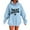 Sky Blue, variant on Women Blouses Women's Sweatshirts Hoodie Monkey Sweatshirts Women Hoodie Neck Long Sleeve Teen Girl Hoodies Womens Neon Sweatshirt for Ladies Top Baseball Shirt Mom Gray M