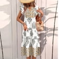 thumbnail image 6 of Warop Womens Summer Boho Floral Print Midi Dress V-Neck Ruffle Sleeve A Line Casual Beach Dress, 6 of 7